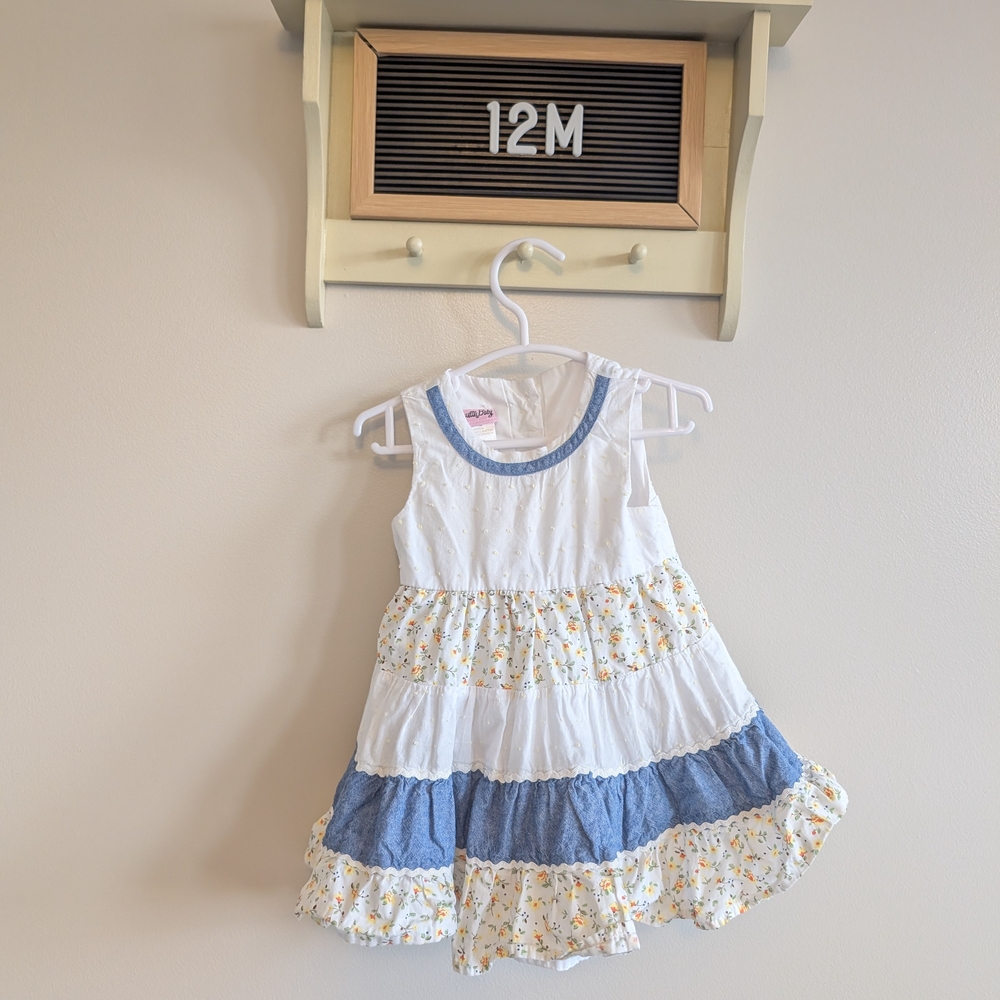 Charming White and Blue Kids Dress